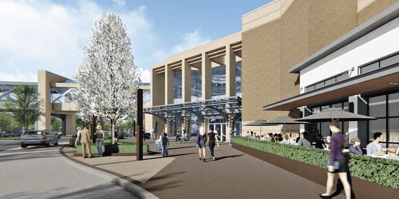 Rendering of Somerset Collection renovation, including outdoor dining