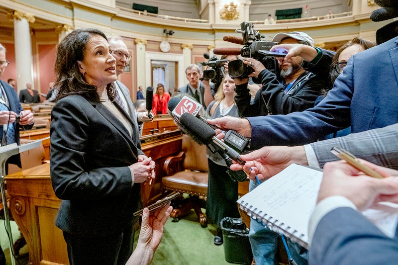 Minnesota Republican House Speaker Lisa Demuth (Cold Spring) telling WCCO's Chad Hartman that Gov. Walz should either resign or drop out of the governor's race over what she calls the record fraud that has happened under his watch.