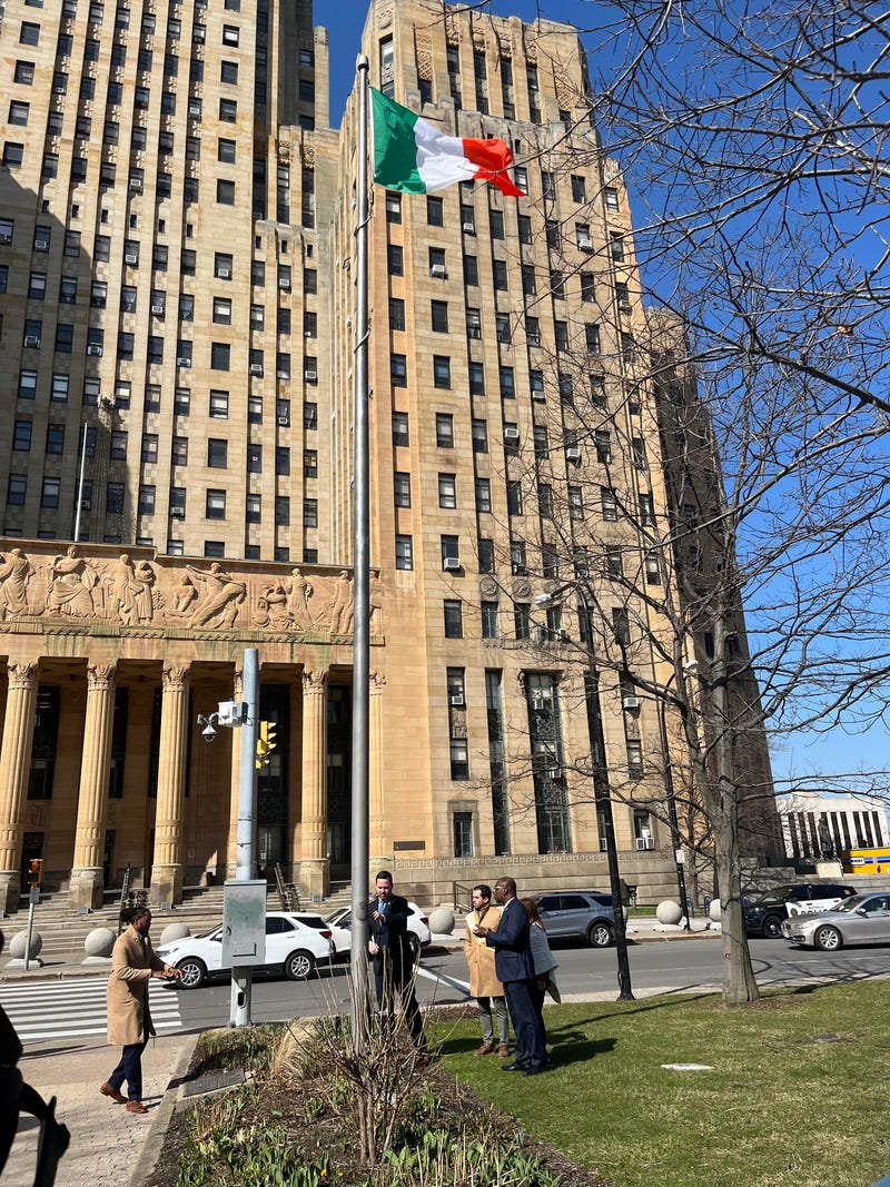 Irish flag raising in Niagara Square, March 13, 2024