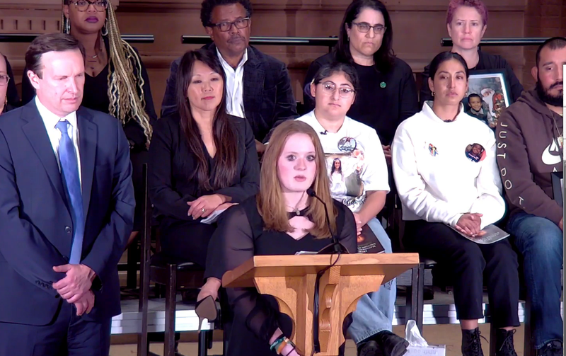 Newtown High School senior Jackie Hegarty introduces President Joe Biden at the National Vigil for All Victims of Gun Violence, sponsored by the Newtown Action Alliance Foundation, Washington, DC, 12/7/22