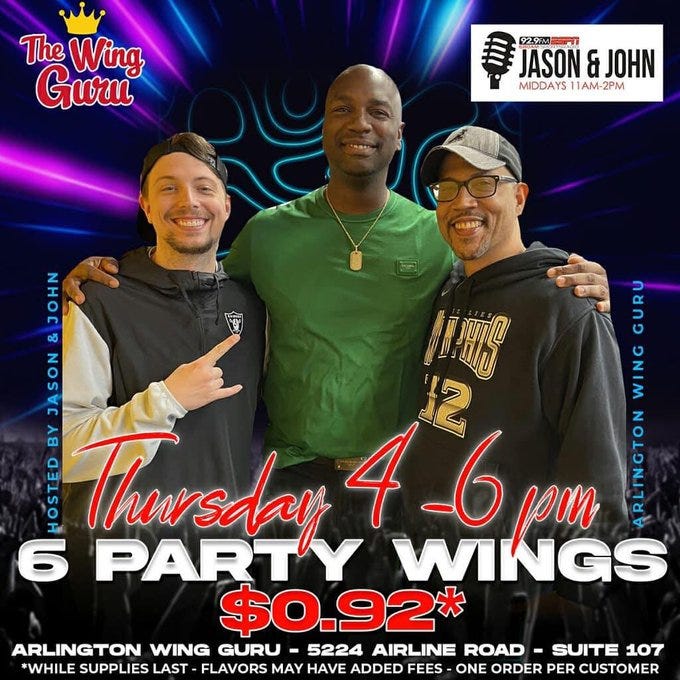 Wing Guru Arlington Thursday J&J Show