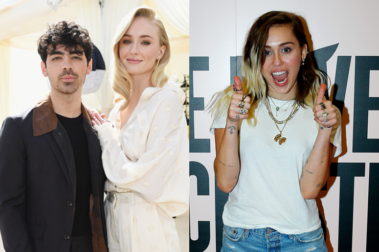 Joe Jonas and Sophie Turner & Miley Cyrus 
