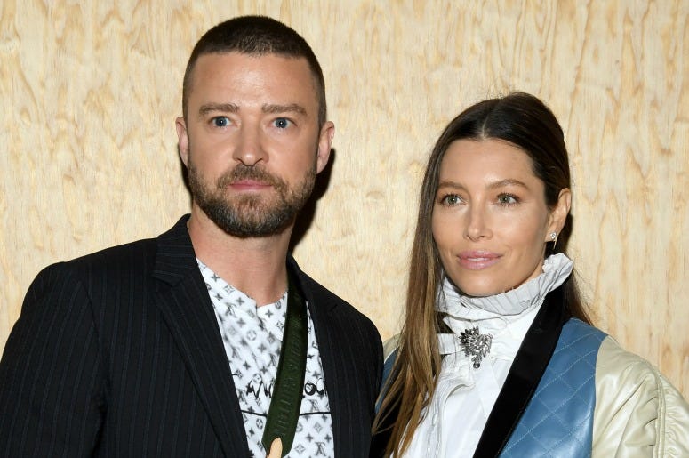 Justin Timberlake and Jessica Biel attend the Louis Vuitton Womenswear Spring/Summer 2020 show
