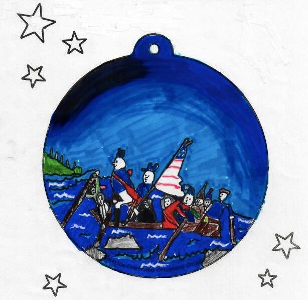 Second grader Jack Troy created an ornament design inspired by George Washington crossing the Delaware River.
