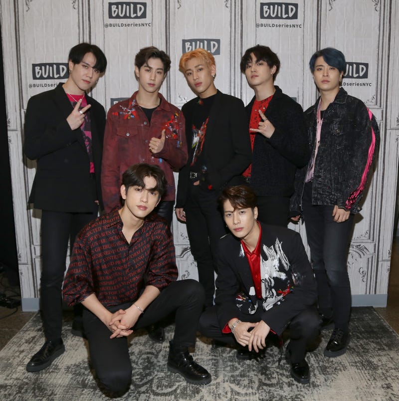 Yugyeom, Mark Tuan, BamBam, JB, Ars, Jinyoung, and Jackson Wang of GOT7 attend Build Series to discuss their upcoming tour at Build Studio on June 26, 2019 in New York City.