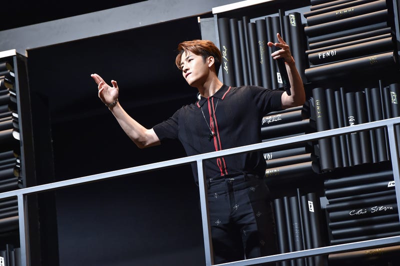 Jackson Wang performs during the runway at the Fendi show during Milan Menswear Fashion Week Autumn/Winter 2019/20 on January 14, 2019 in Milan, Italy.