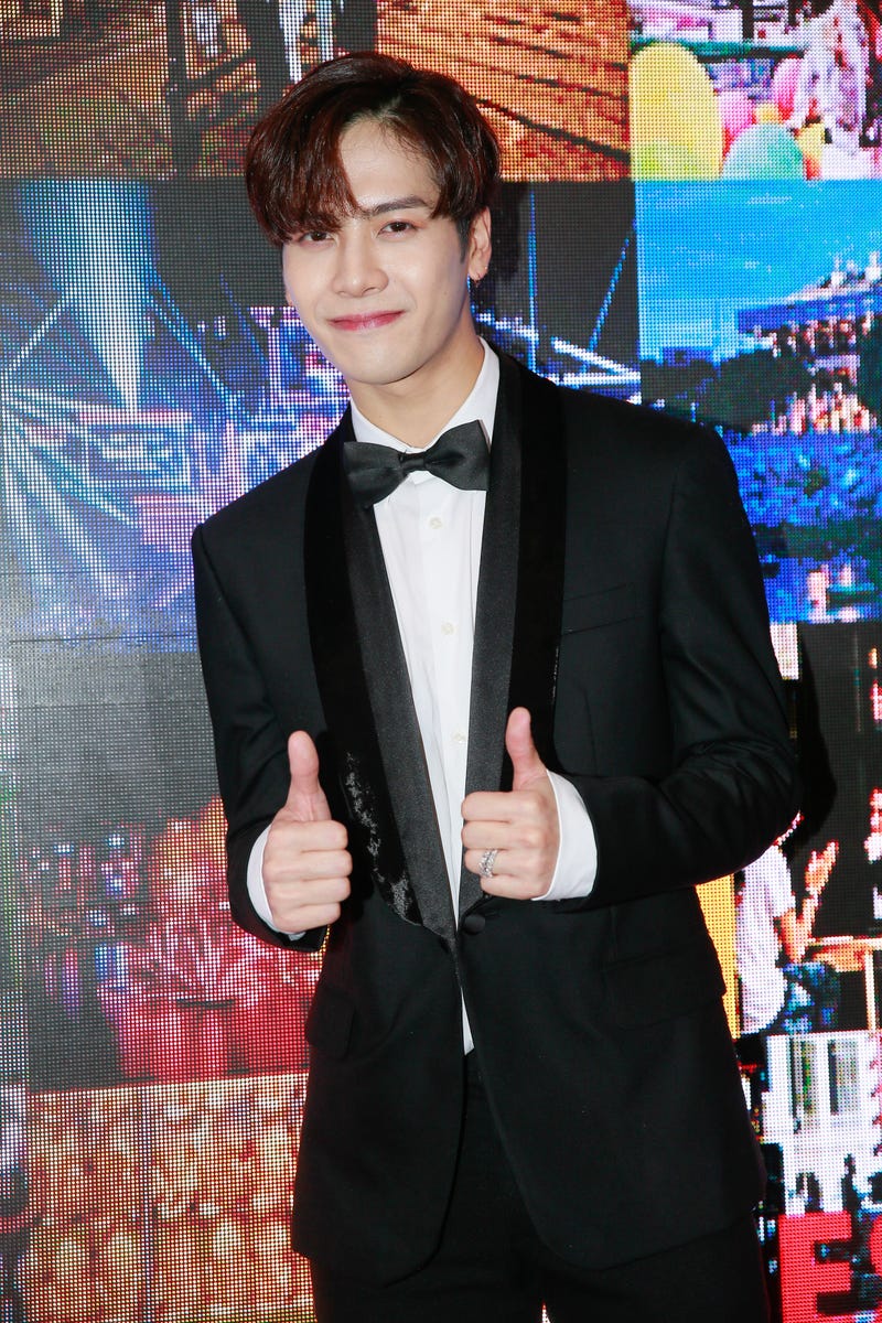Singer Jackson Wang attends Hong Kong Tourism Envoy Appointment Ceremony on February 9, 2018 in Hong Kong, China.