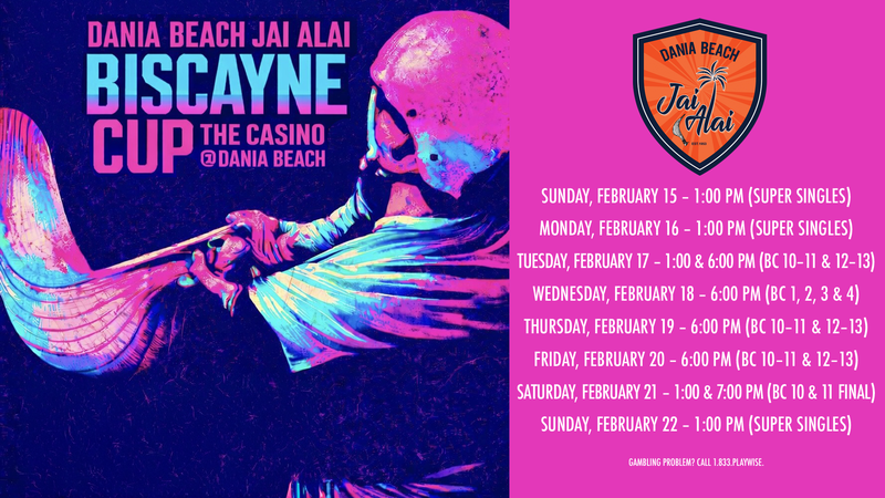 Flyer for the Dania Beach Jai Alai Biscayne Cup 