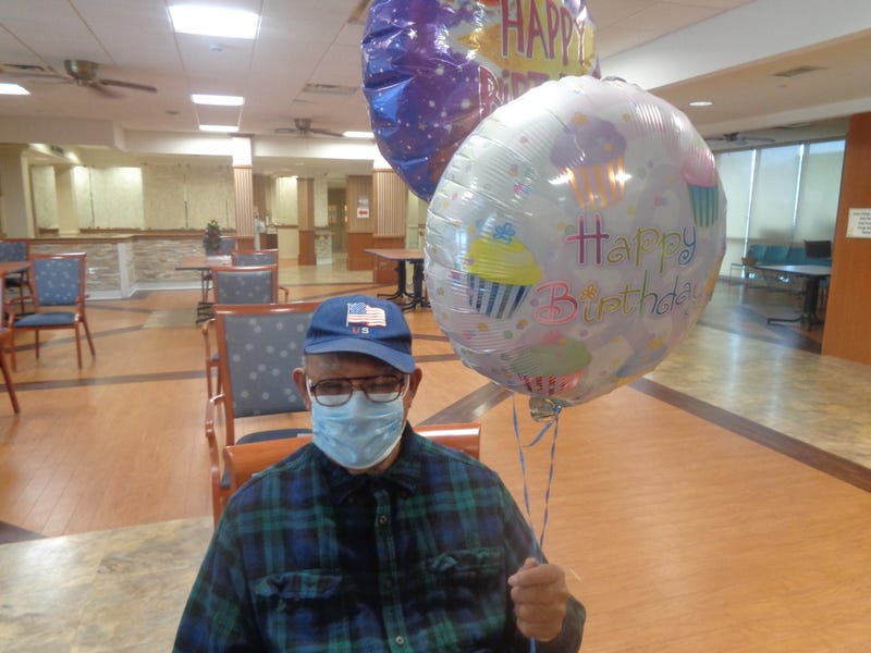 Ingram received the first coronavirus vaccination administered at Sunny Hill Nursing Home of Will County by a Walgreens employee on Jan. 5. Then he got balloons in celebration of his 93rd birthday.