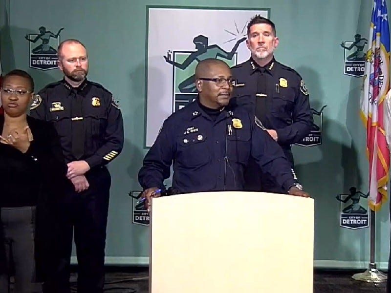 Detroit Police Chief James White speaking at press conference