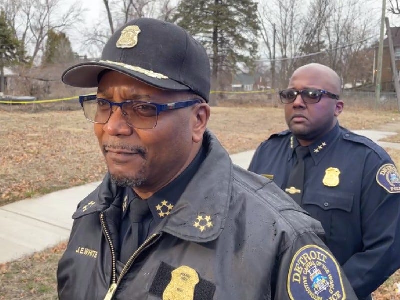 Detroit Police Chief James White speaks to media