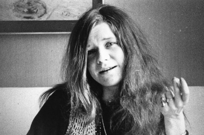 5th April 1969: American blues-rock singer Janis Joplin (1943 - 1970), of the group Big Brother and the Holding Company