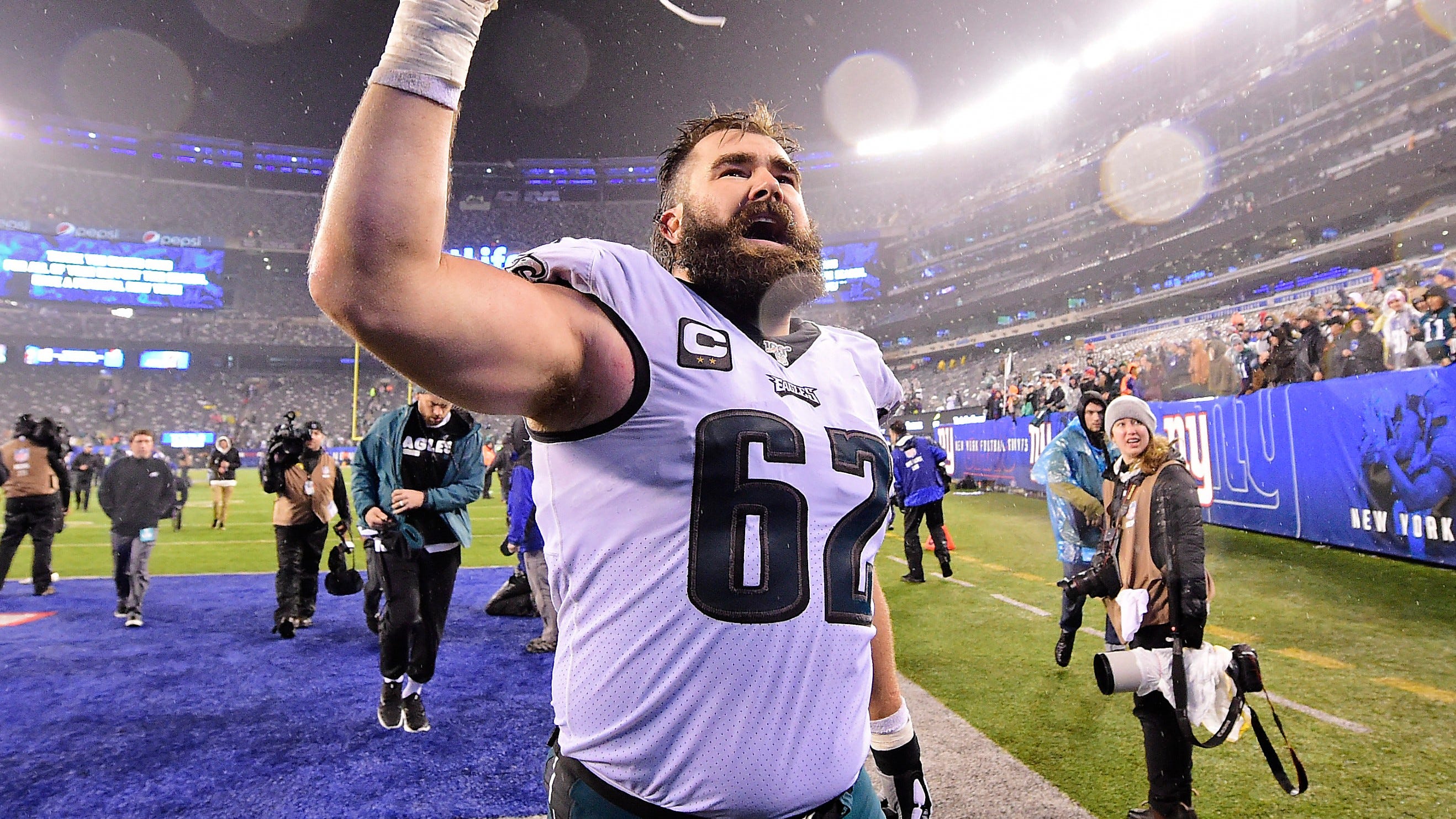 Jason Kelce gets emotional when asked about returning to football: 'I still want to play'