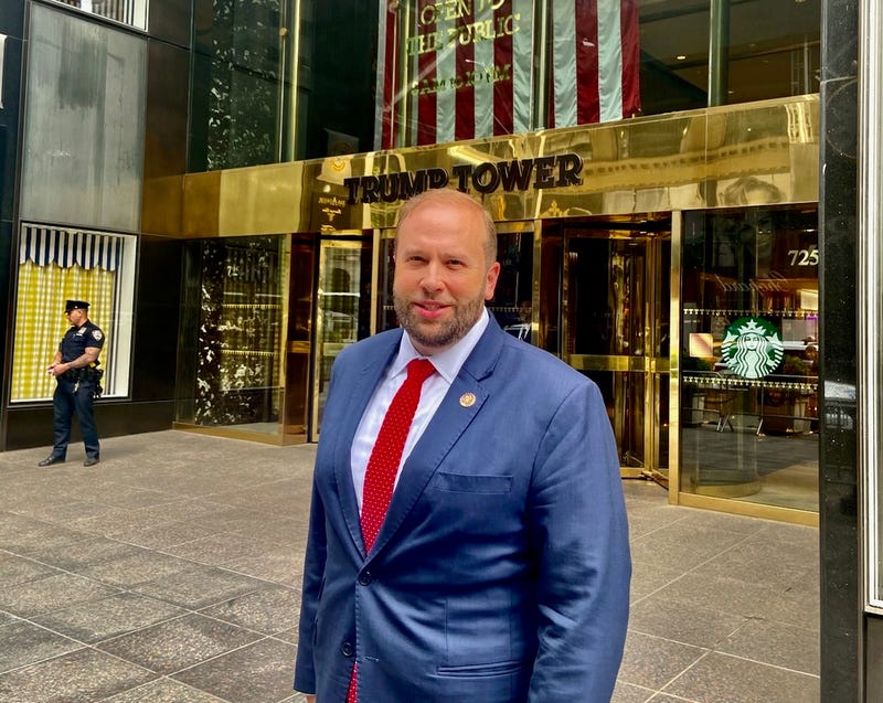 U.S. Rep. Jason Smith, R-Salem, in May 2021 outside Trump Tower in New York after visiting with former President Donald Trump about Missouri issues.