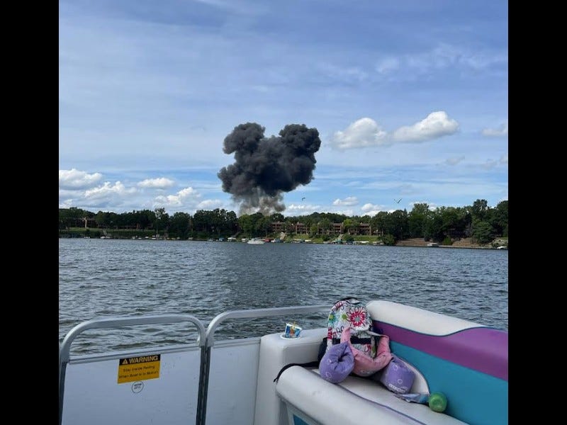 Black smoke rises following crash at Thunder Over Michigan Air Show