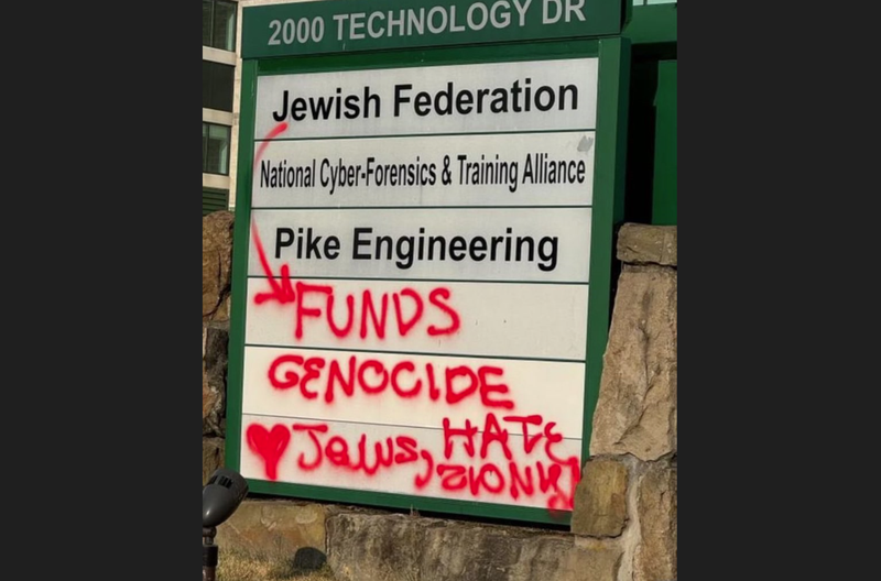 Graffiti at Jewish Federation on Pittsburgh