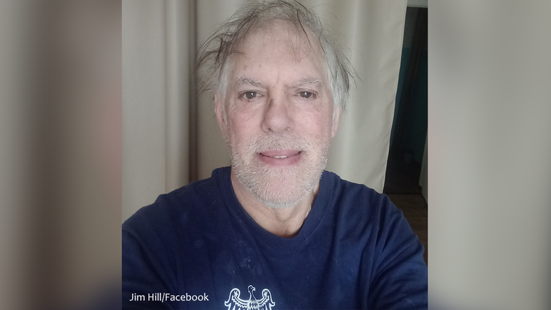 A selfie of Jim Hill, posted on March 7, 2022 with the caption "I am actually trying to look as old and feeble-minded as possible in case they catch me." He died several days later, gunned down by Russian snipers.