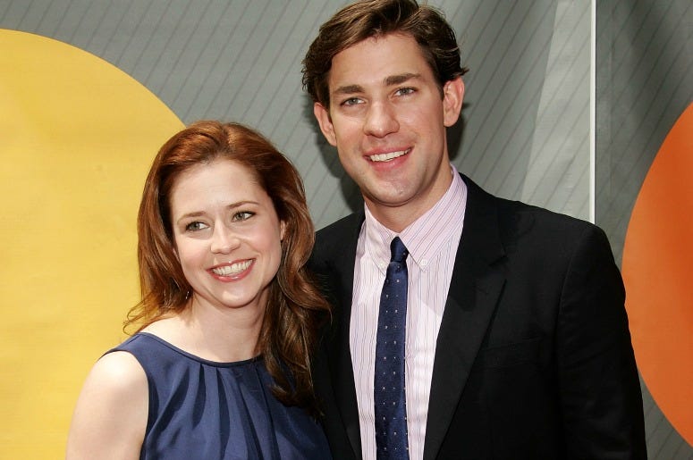 Jenna Fischer (L) and John Krasinski attend the NBC Upfronts at Radio City Music Hall on May 14, 2007