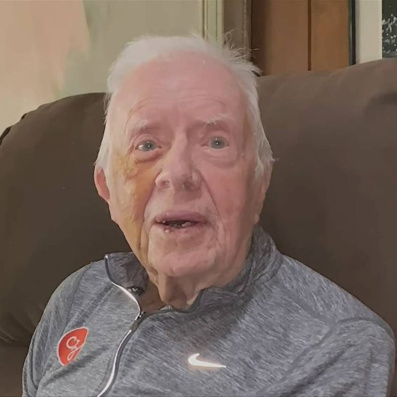 Former President Jimmy Carter speaks via video during funeral for Hank Aaron