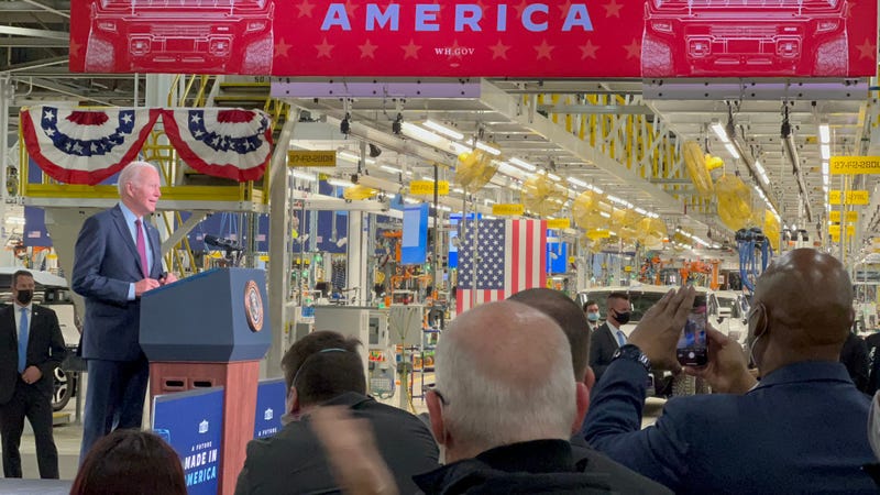 President Joe Biden at GM's Factory ZERO in Detroit