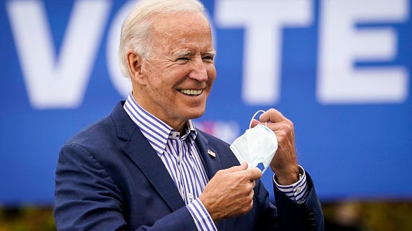 Joe Biden: 'We believe we're on track to win this election.'