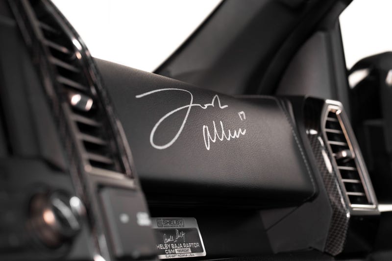 Josh Allen's autograph on his first truck, an F150 Ford Raptor, which will be given away in a contest by West Herr Automotive.