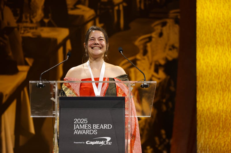 Julia Momosé winner of the Outstanding Bar award speaks on stage during the 2025 James Beard Restaurant and Chef Awards on June 16, 2025 in Chicago, Illinois.