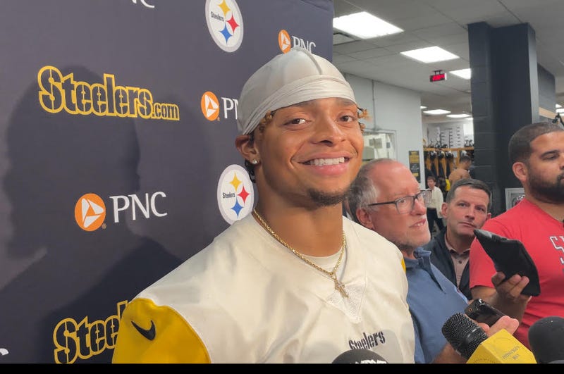 Justin Fields in locker room