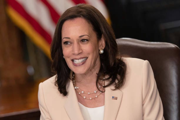 Vice President Harris Holds Meeting Marking DACA Program Anniversary U.S. Vice President Kamala Harris speaks during a meeting in the Vice President's Ceremonial Office in Washington, D.C., U.S., on Tuesday, June 15, 2021. Harris met with immigrant women who work in the care economy on the ninth anniversary of the creation of the Deferred Action for Childhood Arrivals (DACA) program.
