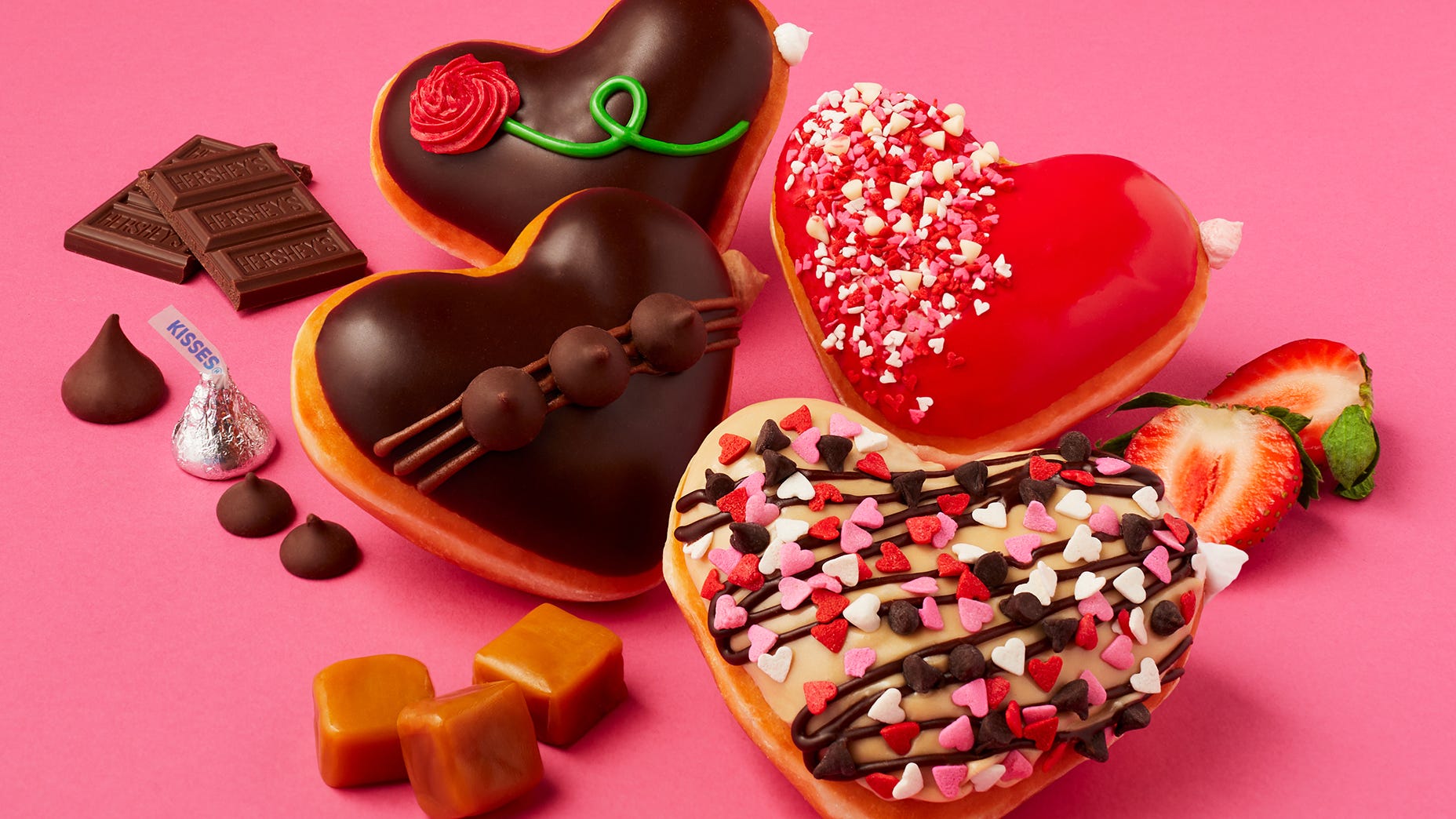 Krispy Kreme has new heart-shaped Hershey’s doughnuts for Valentine’s Day