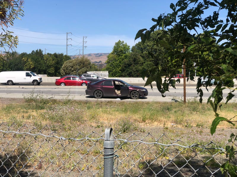 A vehicle driven by the victim in a shooting along I-880 in San Jose on Monday afternoon.