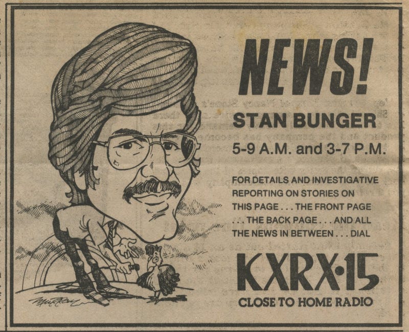 Stan in the glory days at KXRX San Jose.
