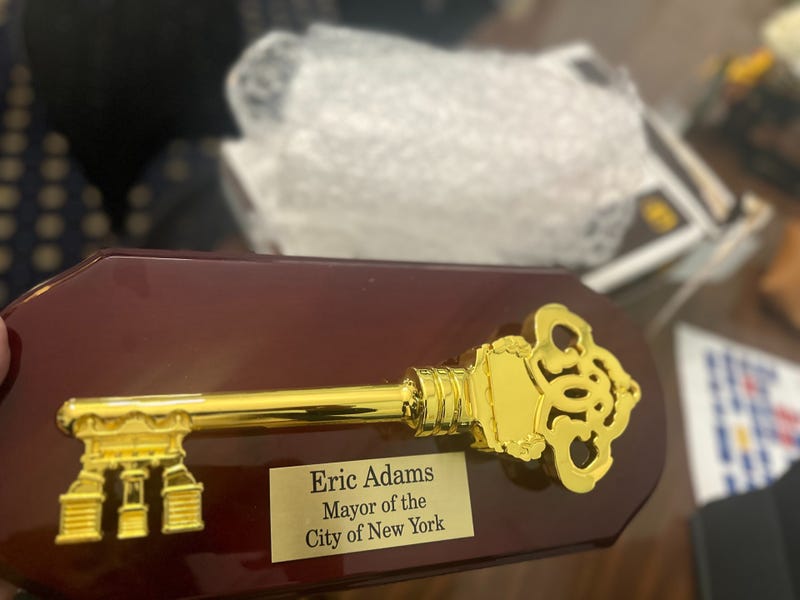 Photo provided by the Office of New York City Mayor Eric Adams showing that the key previously presented to Sean "Diddy" Combs was returned on June 10 and is back in City Hall possession.
