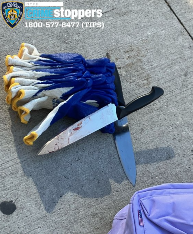 Two kitchen knives were recovered near the arrest scene