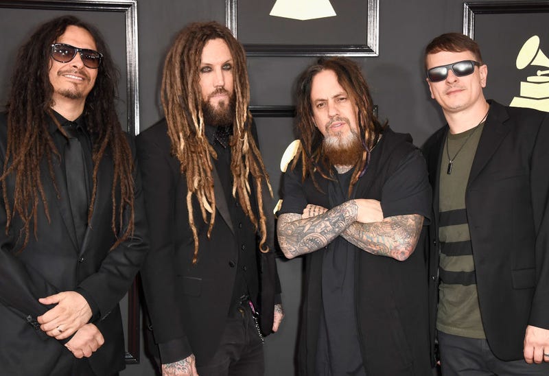 Musicians James Shaffer, Brian Welch, Reginald Arvizu, and Ray Luzier of Korn attend The 59th GRAMMY Awards at STAPLES Center on February 12, 2017 in Los Angeles, California