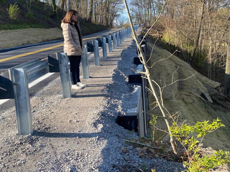 Rep. Anita Kulik looks at completed work on Aiken Ext.