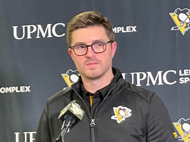 Kyle Dubas at a podium