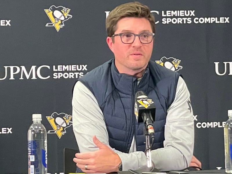 Kyle Dubas at a news conference