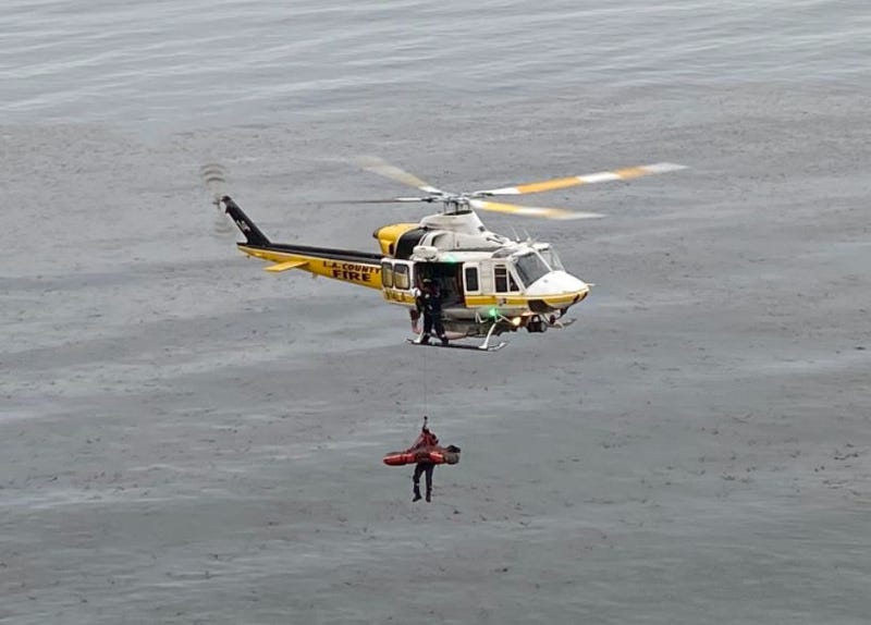 Los Angeles County Fire used a helicopter to hoist up the body of a man who went off of a cliff off Palos Verdes Estates along with 3 others. 