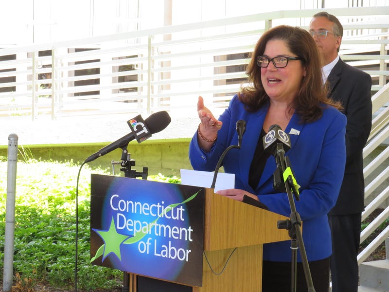 Incoming CT Department of Labor Commissioner Dante Bartolomeo at her introductory news conference in Wethersfield, 6/17/21