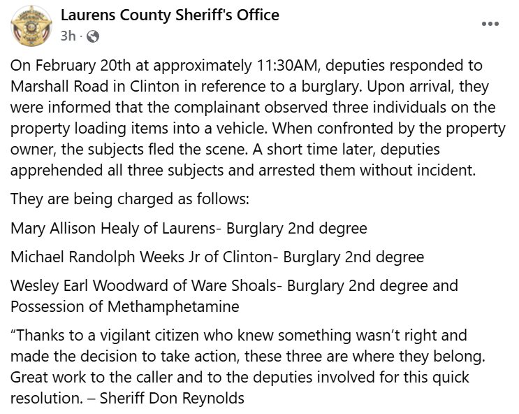 LCSO Facebook Page
