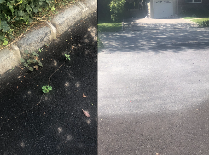 A 92-year-old Greenlawn woman's driveway was left cracked, uneven and multicolored after paying scammers $9,000