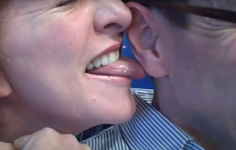 Listener licking Rock's ear