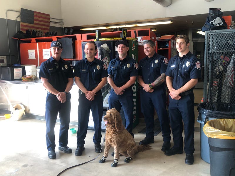 A Las Vegas Fire and Rescue crew poses for a picture