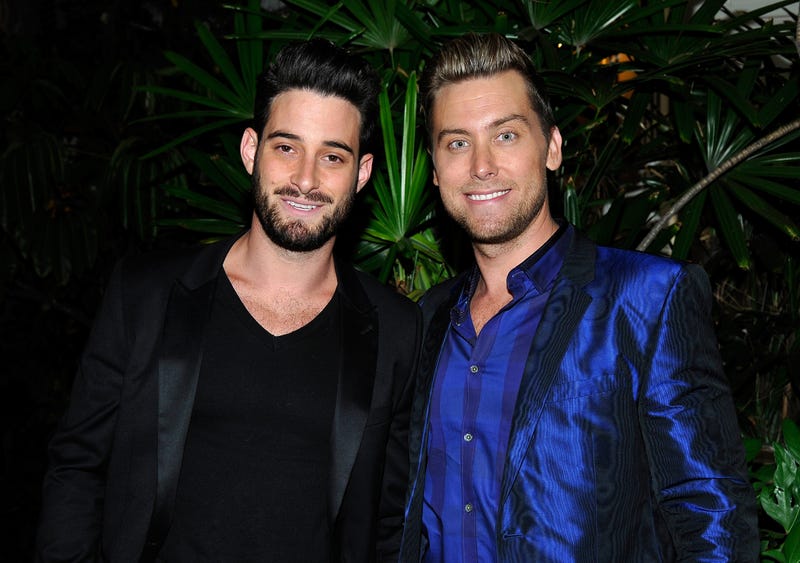 Artist Michael Turchin (L) and tv personality Lance Bass attend Opening Ceremony and Calvin Klein Jeans' celebration launch of the #mycalvins Denim Series with special guest Kendall Jenner at Chateau Marmont on April 23, 2015 in Los Angeles, California.