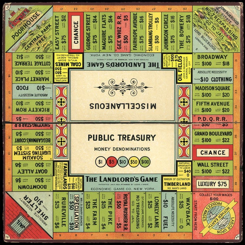 Lizzie Magie's original Landlord's Game.