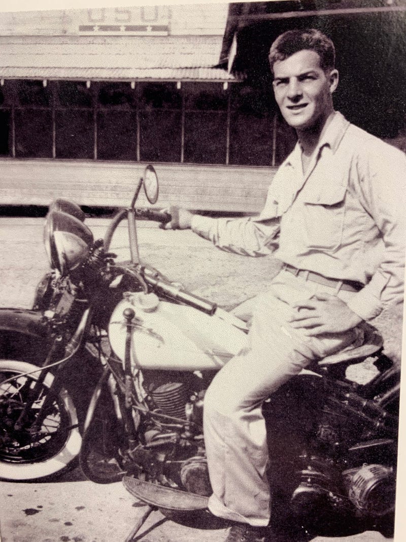 Larry Richert's dad on a motorcycle