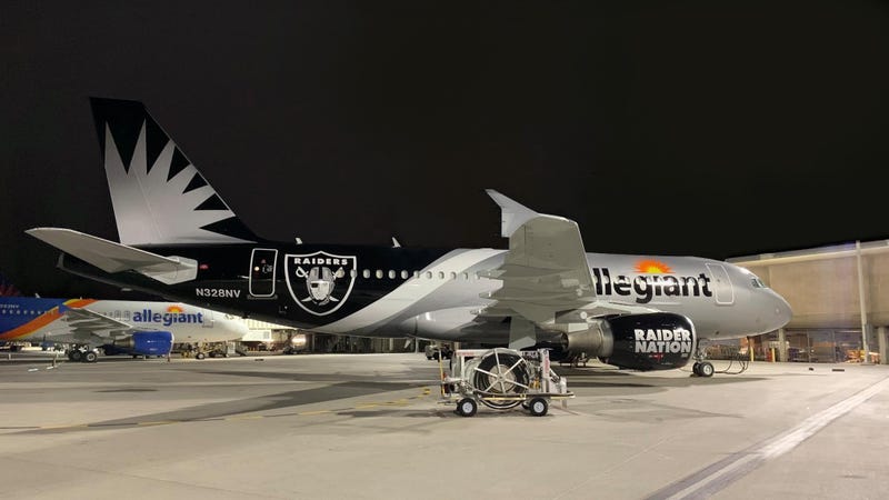 Allegiant Airlines debuts its Las Vegas Raiders-designed jet