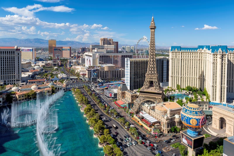A daytime aerial view of the Las Vegas Strip