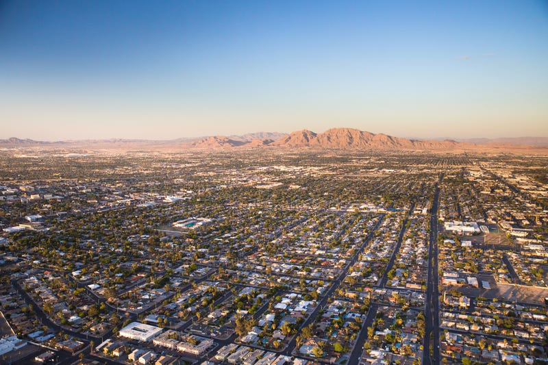 An aerial view of the Las Vegas valley